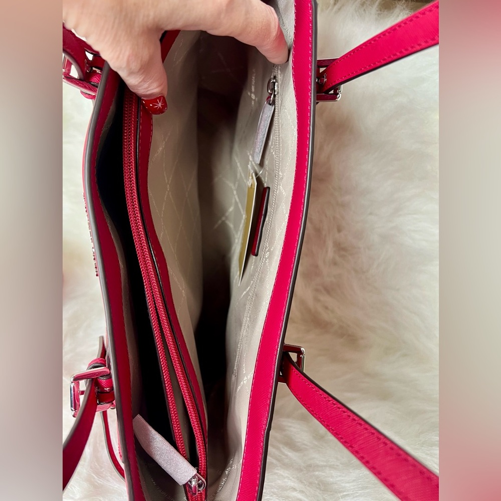Michael Kors Large Leather Voyager Tote in Dark Rasberry - Picture 13 of 13